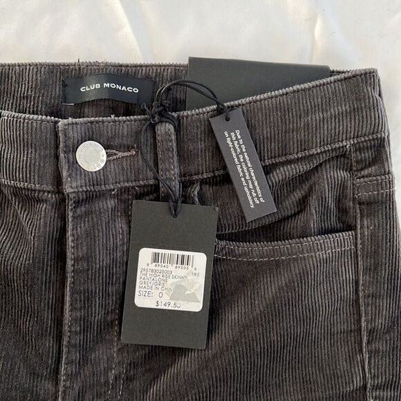 NWT High Rise Skinny Corduroy Pantalon Club Monaco - Picture 3 of 7